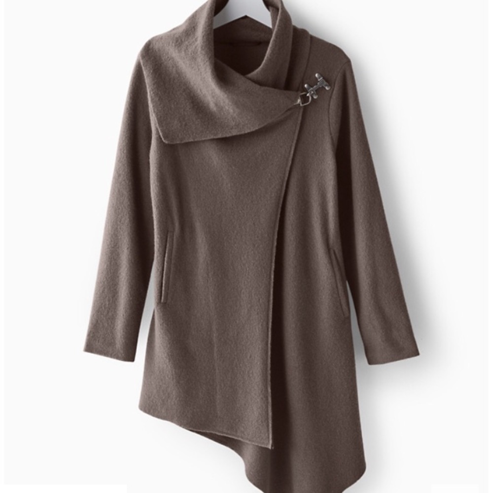 Garnet Hill Asymmetrical Boiled Wool Coat